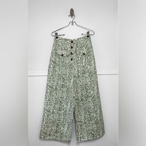 Anthropologie C/Meo Collective Energised Arbor Wide Leg Pants in Ivy Woodgrain